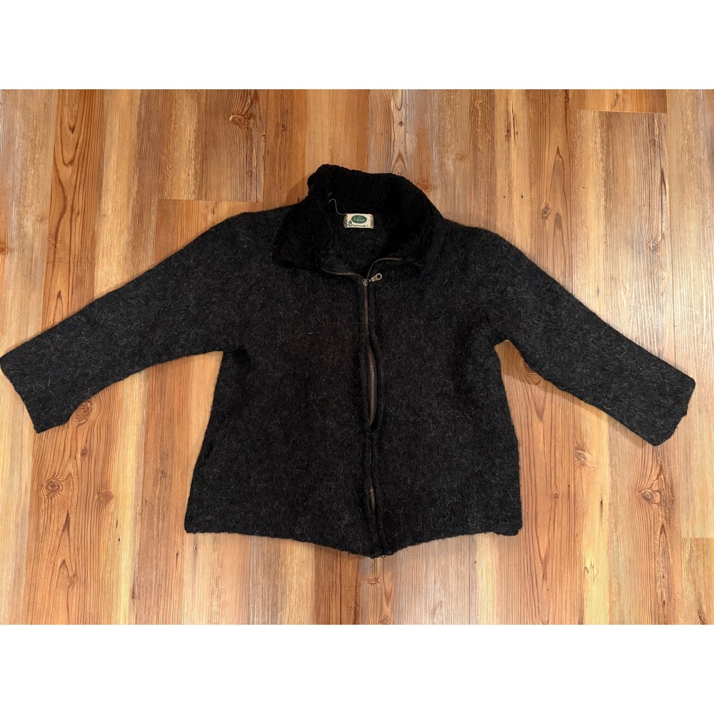 Icewear Icelandic Wool Jacket Charcoal Grey Full Zip Sherpa Collar Womens L